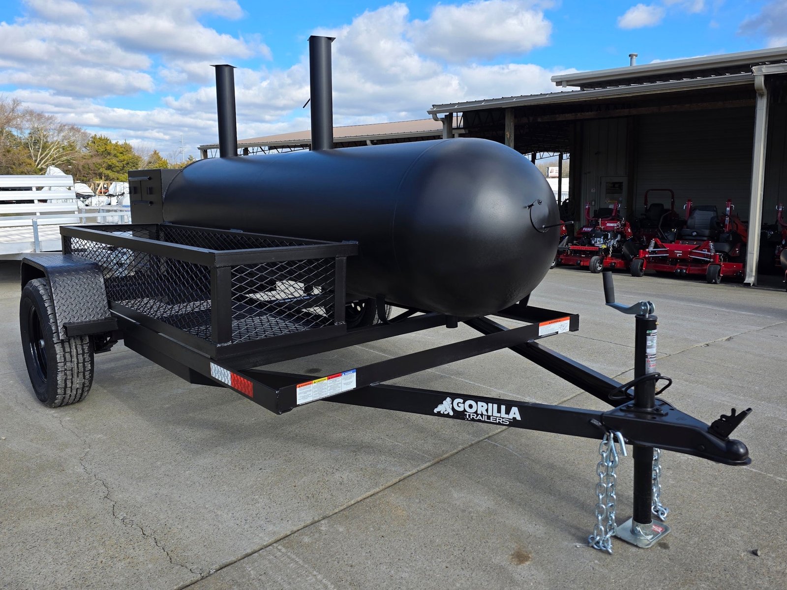 300 gallon dual-zone smoker with half offset smoker and half charcoal grill - view 8
