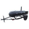 330 gallon charcoal grill pull-behind with integrated warming box