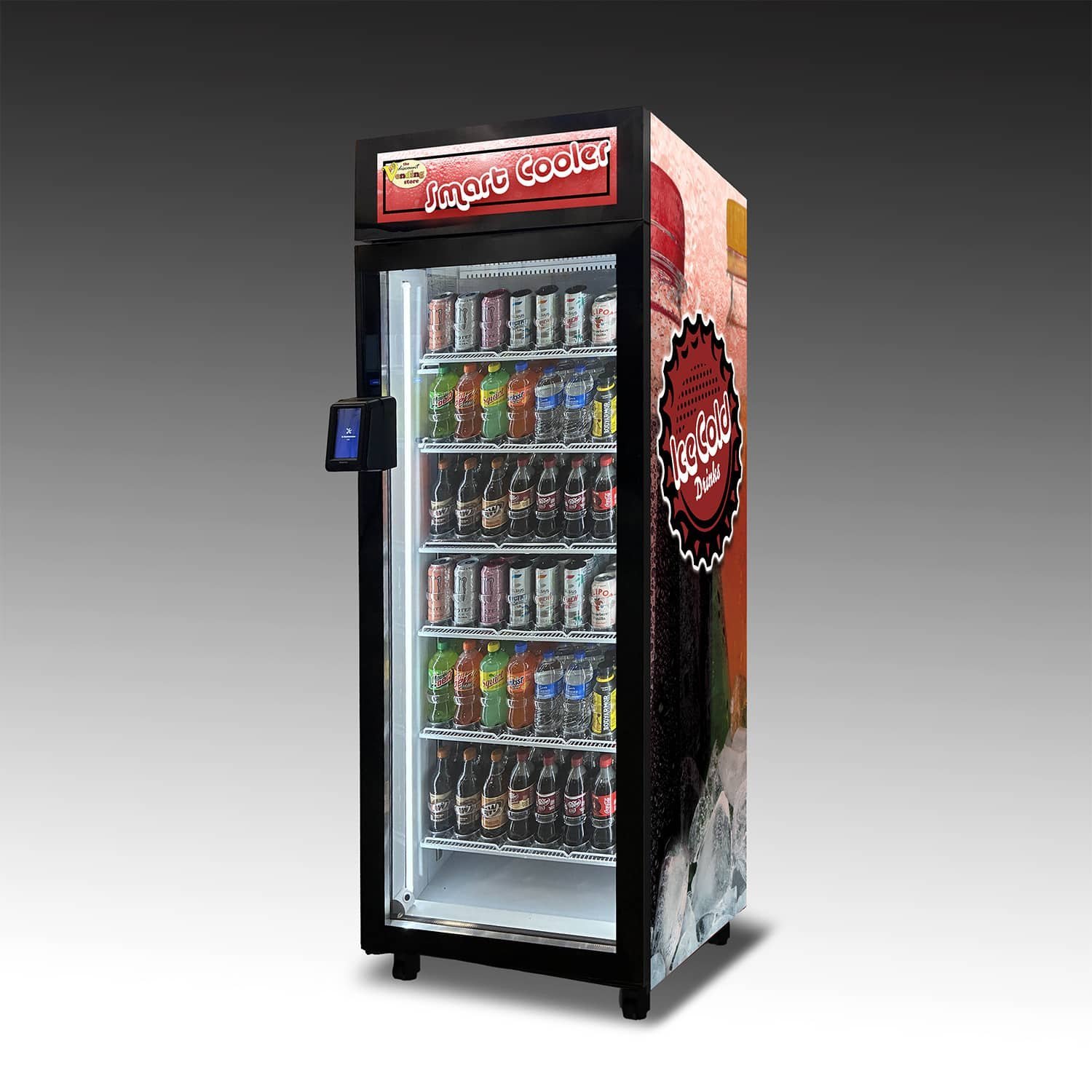 Drinks_Duravend_Smart_Cooler_-_Wrapped.jpg DVS Drink Smart Cooler 5000 AI vending machine front view