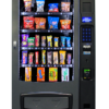 Used Seaga ENV4S snack machine, four-wide ambient Envision glass-front vendor