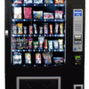 Used Seaga INF5S infinity snack machine, five-wide ambient glass-front vendor