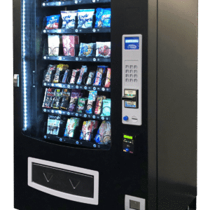Used Seaga INF5S infinity snack machine, five-wide ambient glass-front vendor - view 2