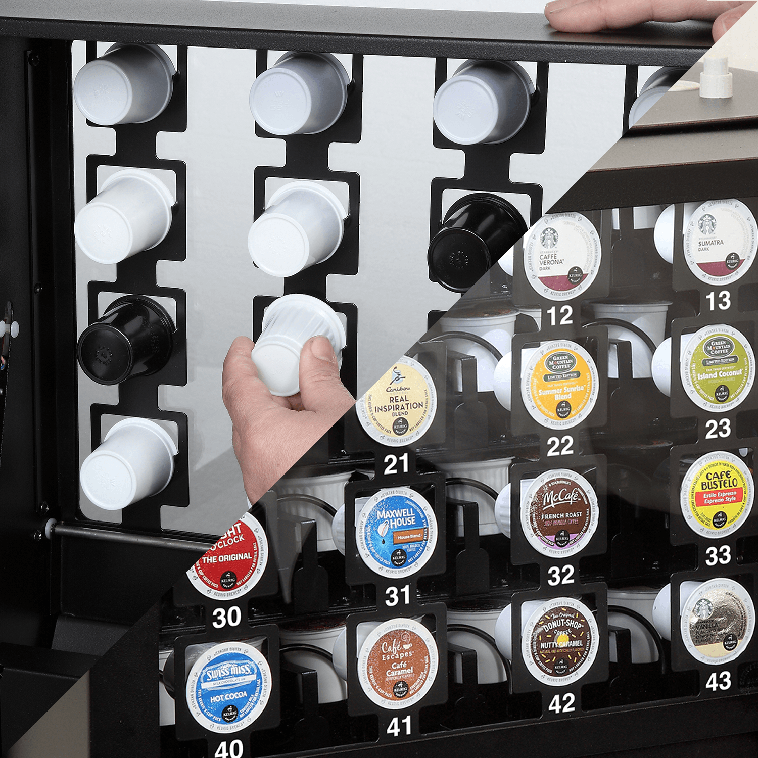 Live-Display.png 16 Selection Coffee Pod Merchandiser front view - view 4