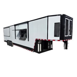 8.5' X 40' Gooseneck White With Blackout Concession Trailer Food Event Catering