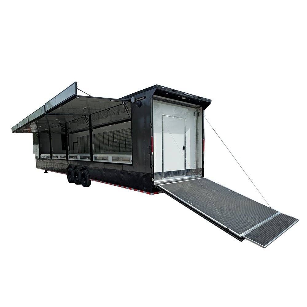 8.5′ X 53′ Charcoal Grey Concession Trailer Marketing and Event