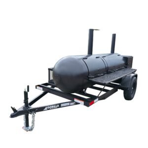 BBQ Smoker 2 Door 300 Gallon Trailer Pull Behind with Charcoal Grill on Front