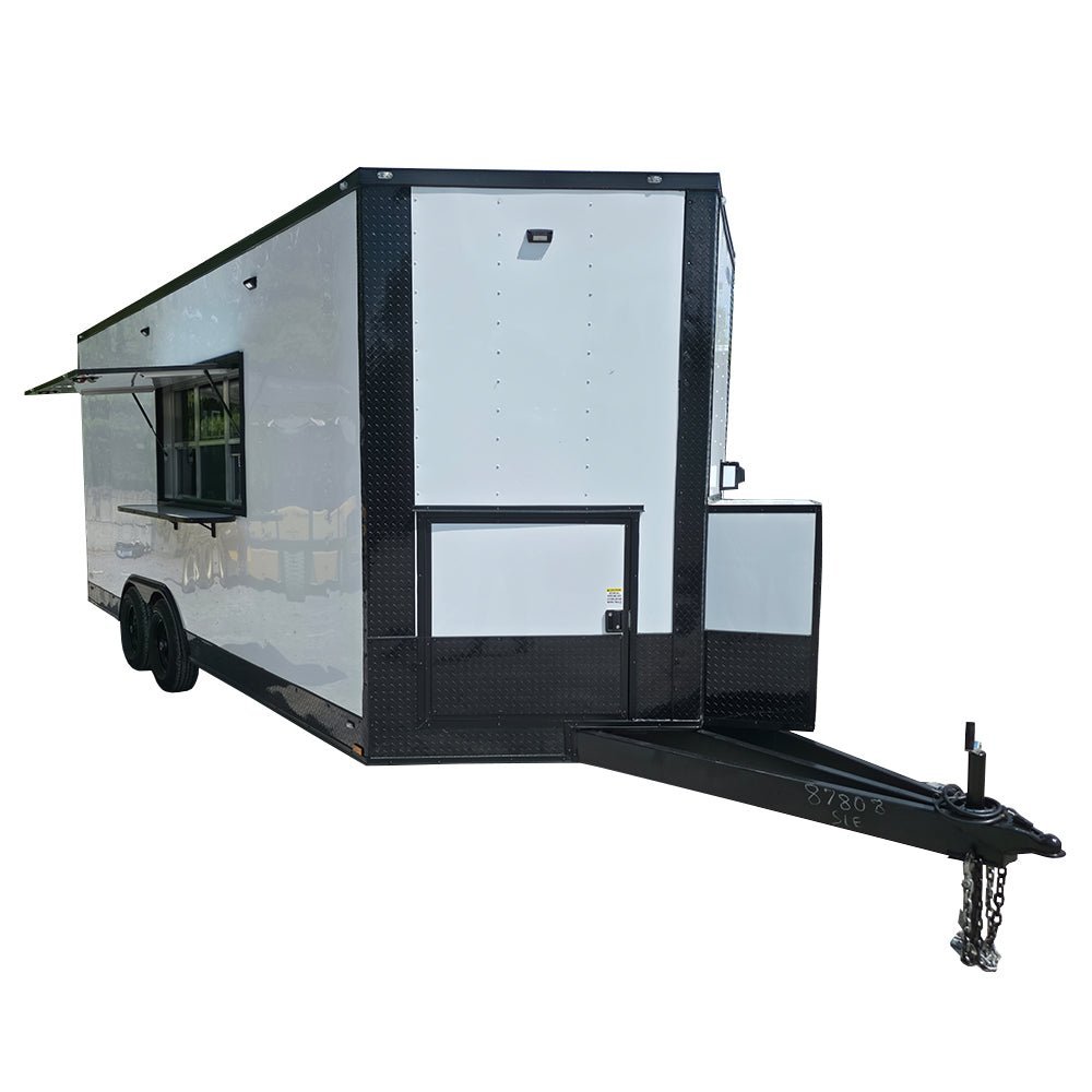 8.5′ X 20′ White W/ Blackout Concession Trailer Food Event Catering