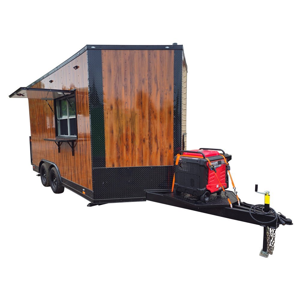 8.5′ X 14′ Wood Grain Concession Trailer Food Event Catering