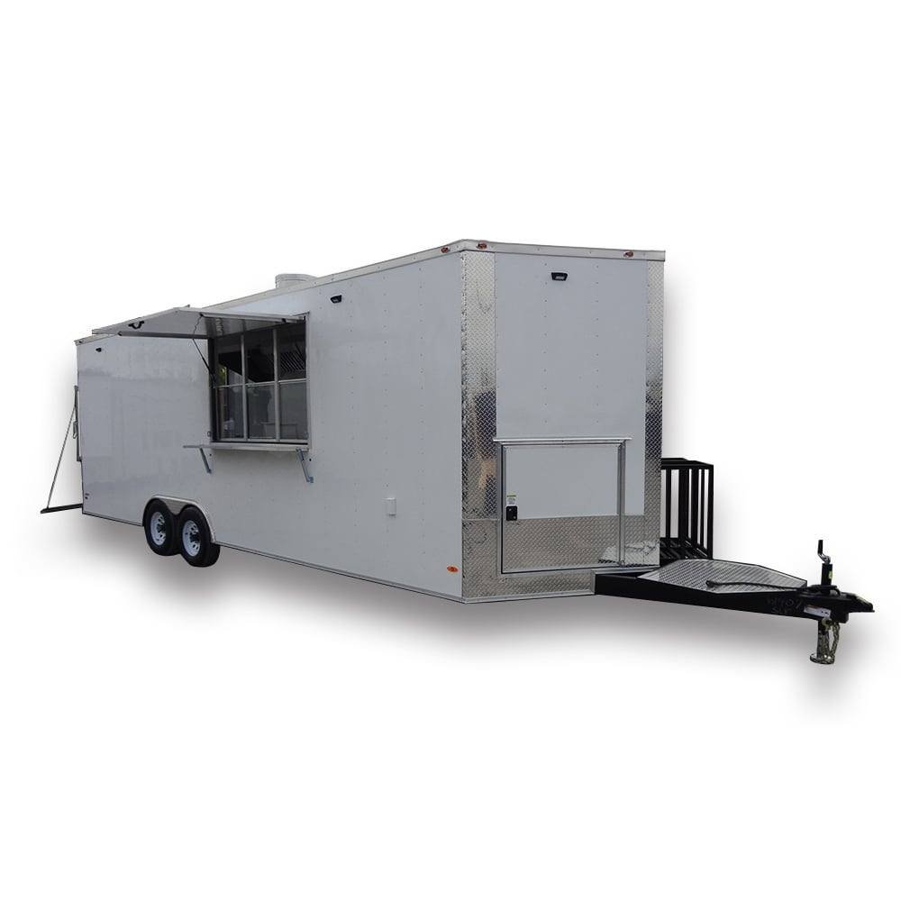 8.5′ x 25′ White Concession Food Trailer With Appliances