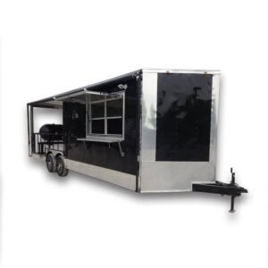 8.5' x 24' Black Porch BBQ Concession Food Trailer With Appliances