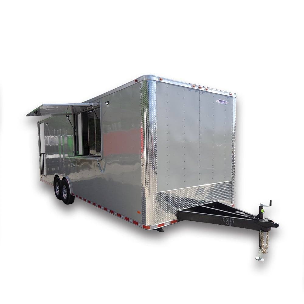 8.5′ x 26′ Dove Grey Flat Nose Concession Food Trailer