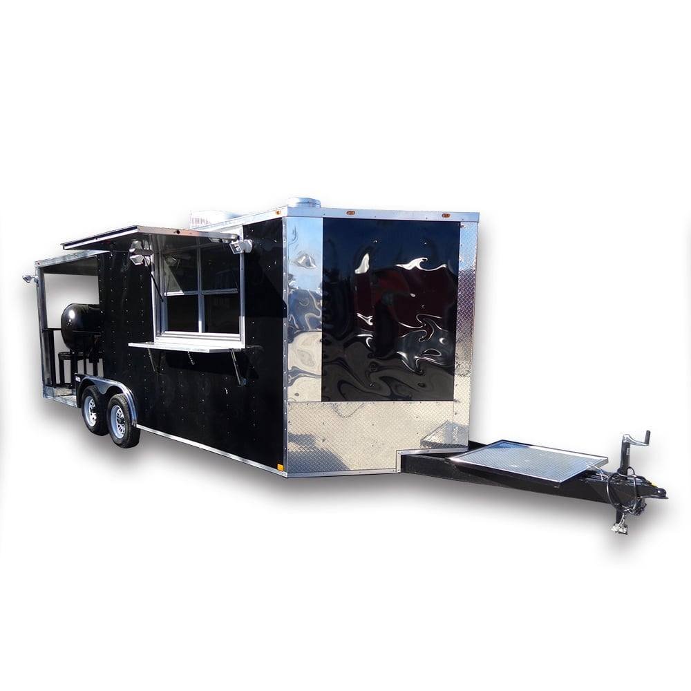 8.5′ x 20′ Black Porch Style Concession Food Trailer