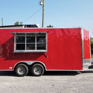 8.5' x 16' Red Concession Food Trailer With Appliances