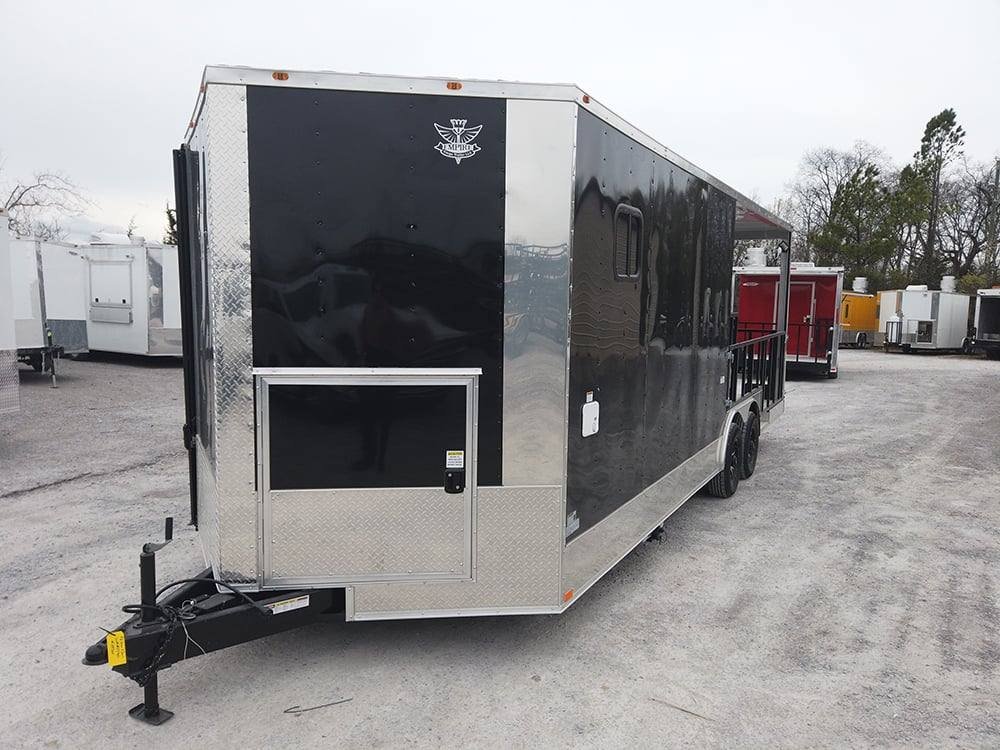 8.5′ x 24′ Black Porch Style BBQ Concession Food Trailer — photo 2