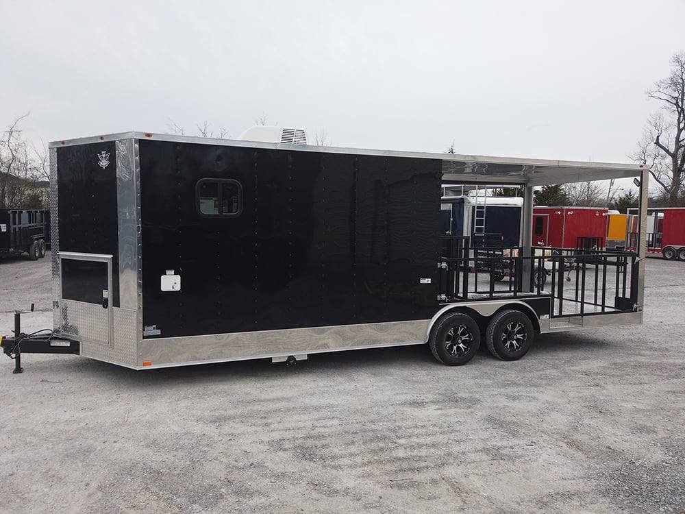 8.5′ x 24′ Black Porch Style BBQ Concession Food Trailer — photo 9