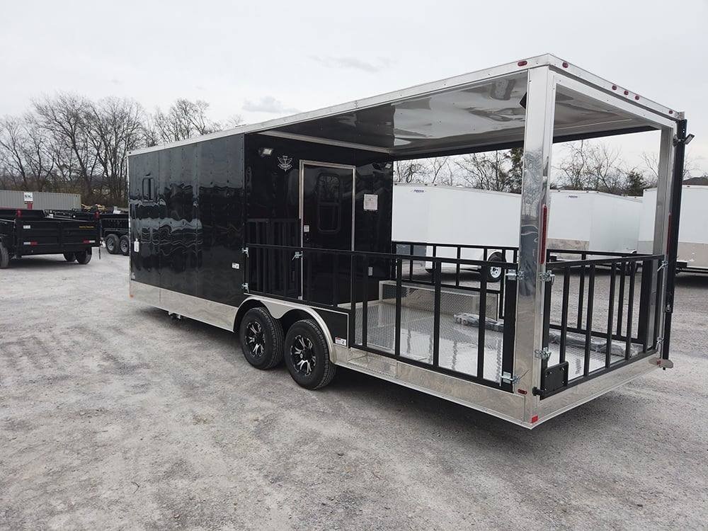 8.5′ x 24′ Black Porch Style BBQ Concession Food Trailer — photo 12