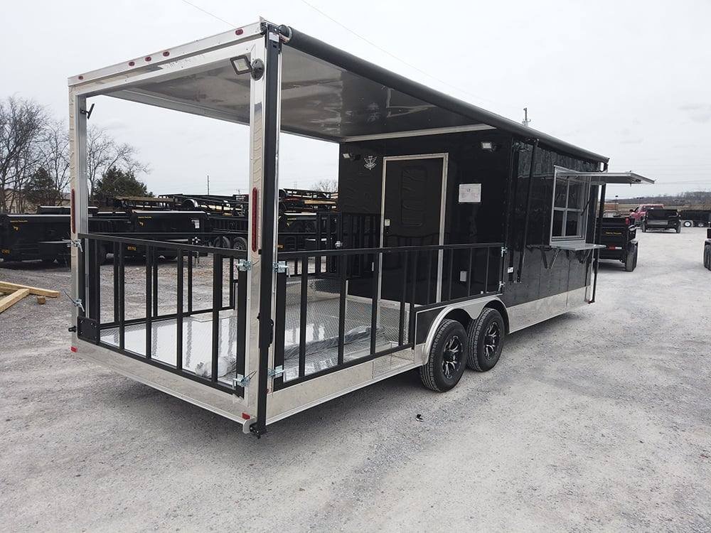 8.5′ x 24′ Black Porch Style BBQ Concession Food Trailer — photo 15
