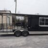 8.5 x 24 Black Porch Trailer with 12-foot porch and 23-foot awning