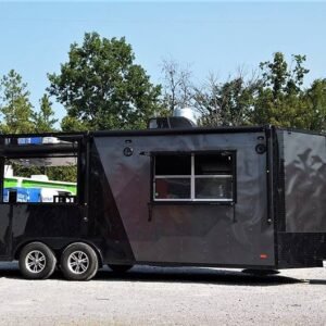 8.5' x 22' Black BBQ Porch Concession Food Trailer