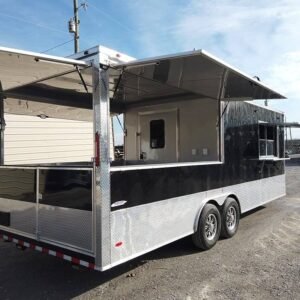 Black 8.5 X 24' Porch Style Concession Food Trailer