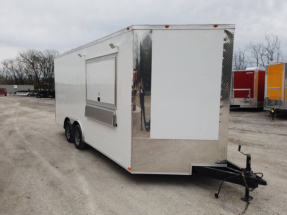 8.5′ x 18′ White Vending Concession Food Trailer