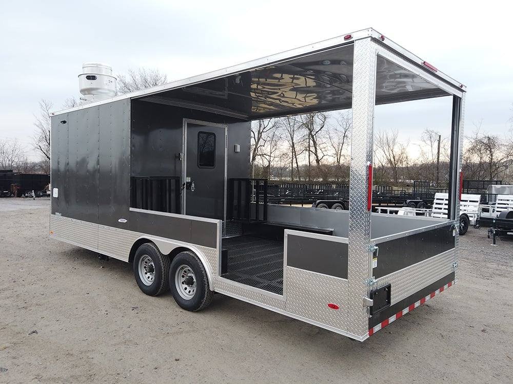 8.5′ x 22′ Charcoal Grey BBQ Porch Concession Food Trailer — photo 8