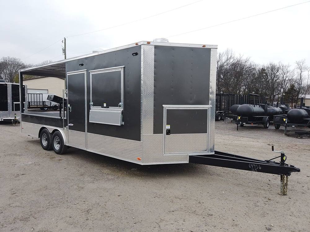 8.5′ x 22′ Charcoal Grey BBQ Porch Concession Food Trailer