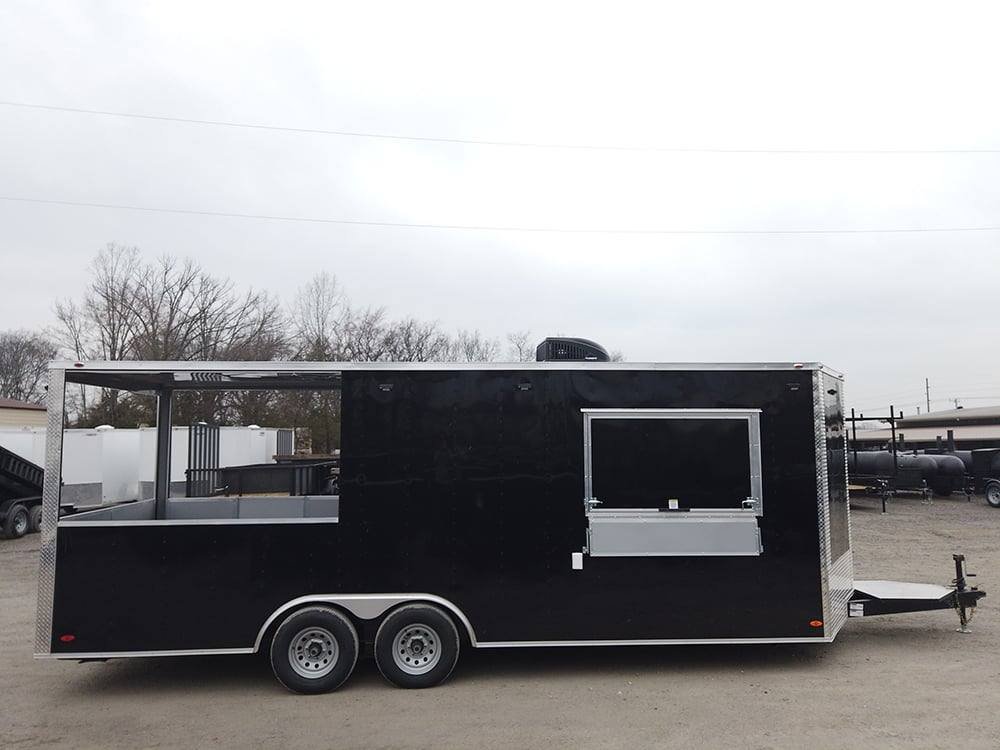8.5′ x 22′ Black BBQ Porch Concession Food Event Trailer
