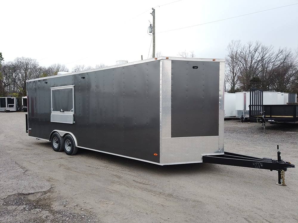 8.5′ x 24′ Charcoal Grey Food Vending Concession Trailer