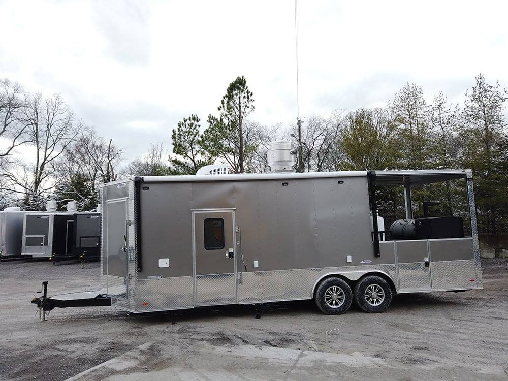 Light Pewter 8.5×24′ Double I Beam Porch Style Food Concession Trailer with Appliances — photo 3