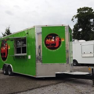 8.5' x 20' Lime Green Concession Food V-Nose Trailer