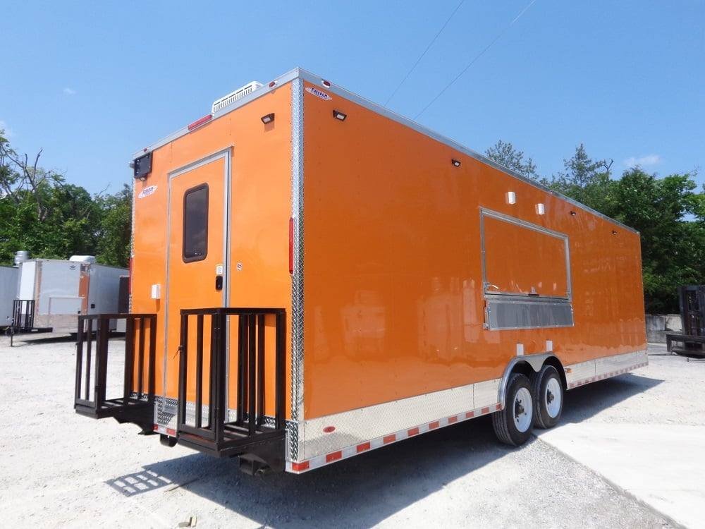 8.5′ X 30′ Orange V-Nose Concession Food Trailer — photo 2