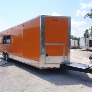8.5' X 30' Orange V-Nose Concession Food Trailer