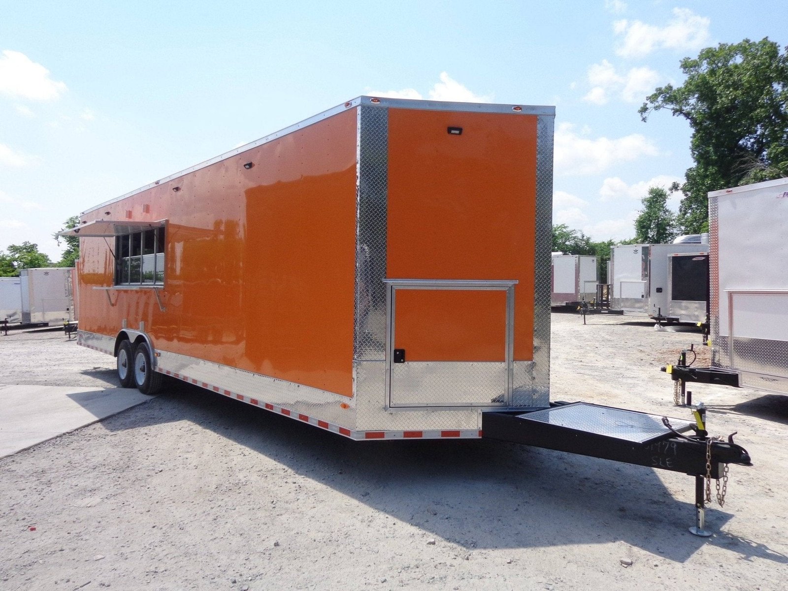 8.5′ X 30′ Orange V-Nose Concession Food Trailer