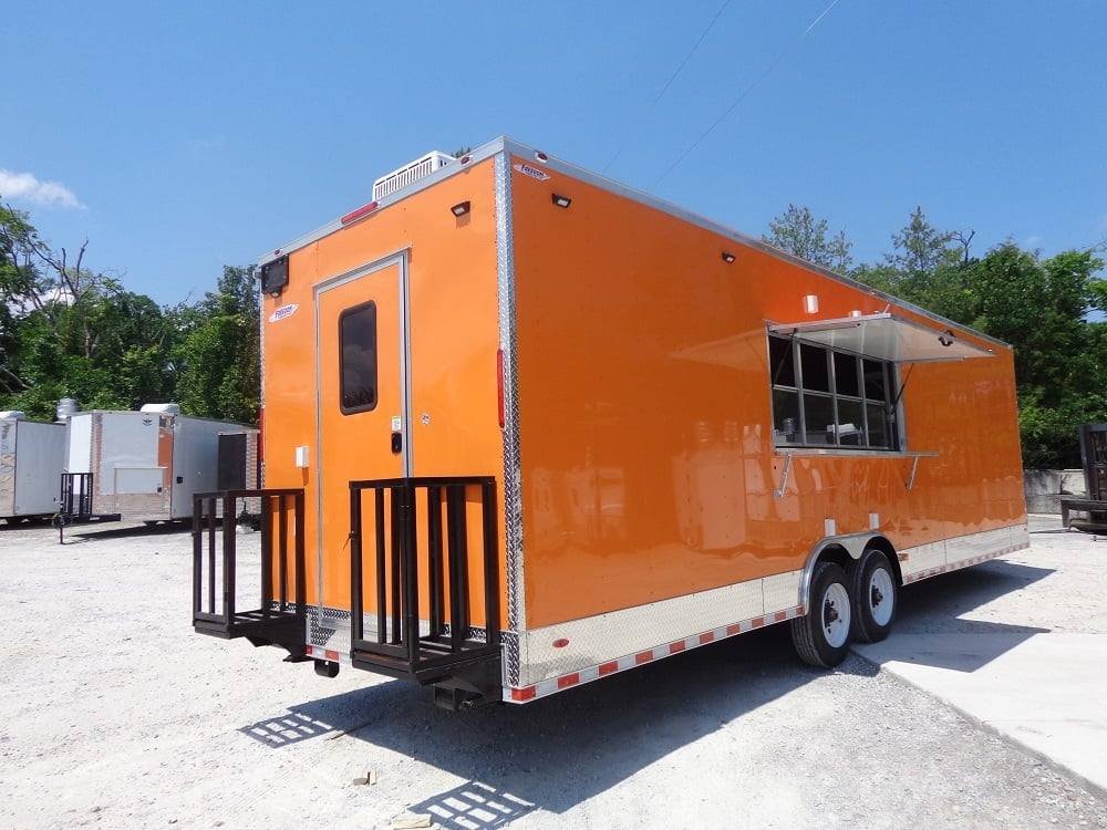 8.5′ X 30′ Orange V-Nose Concession Food Trailer — photo 15