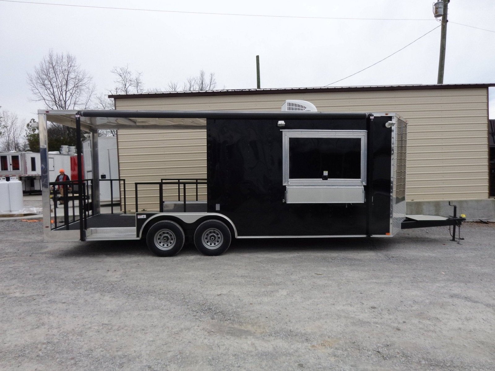 8.5′ x 22′ Black BBQ Porch Style Concession Trailer — photo 2