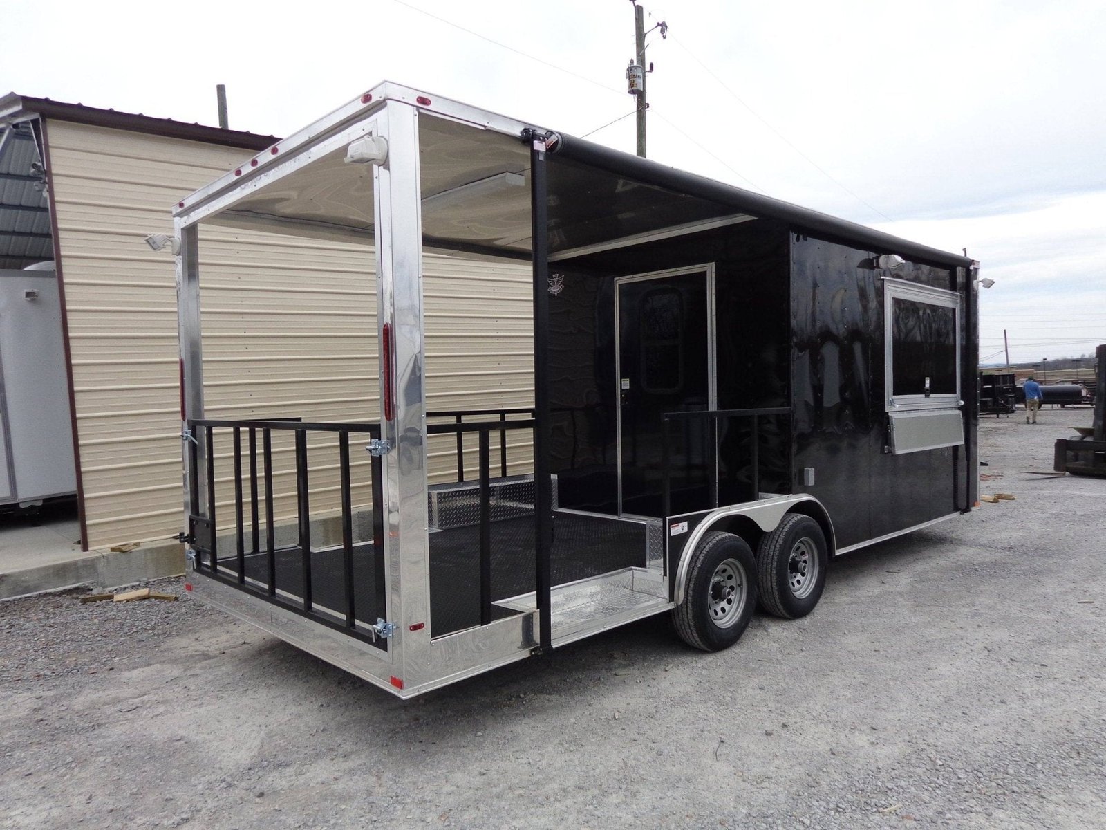 8.5′ x 22′ Black BBQ Porch Style Concession Trailer — photo 7