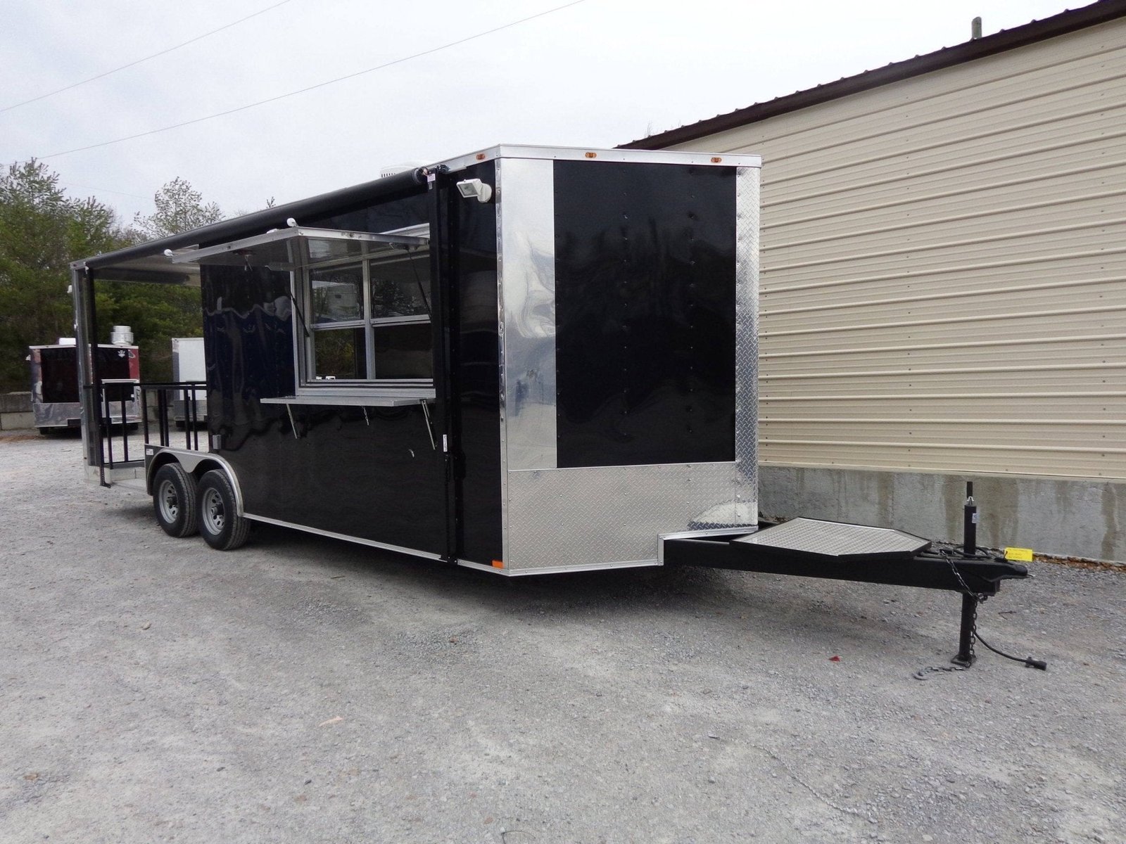 8.5′ x 22′ Black BBQ Porch Style Concession Trailer