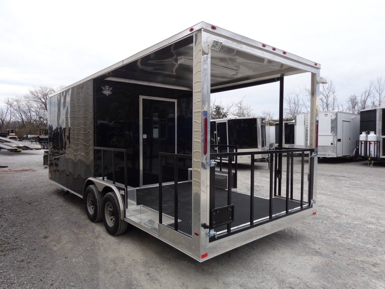 8.5′ x 22′ Black BBQ Porch Style Concession Trailer — photo 12
