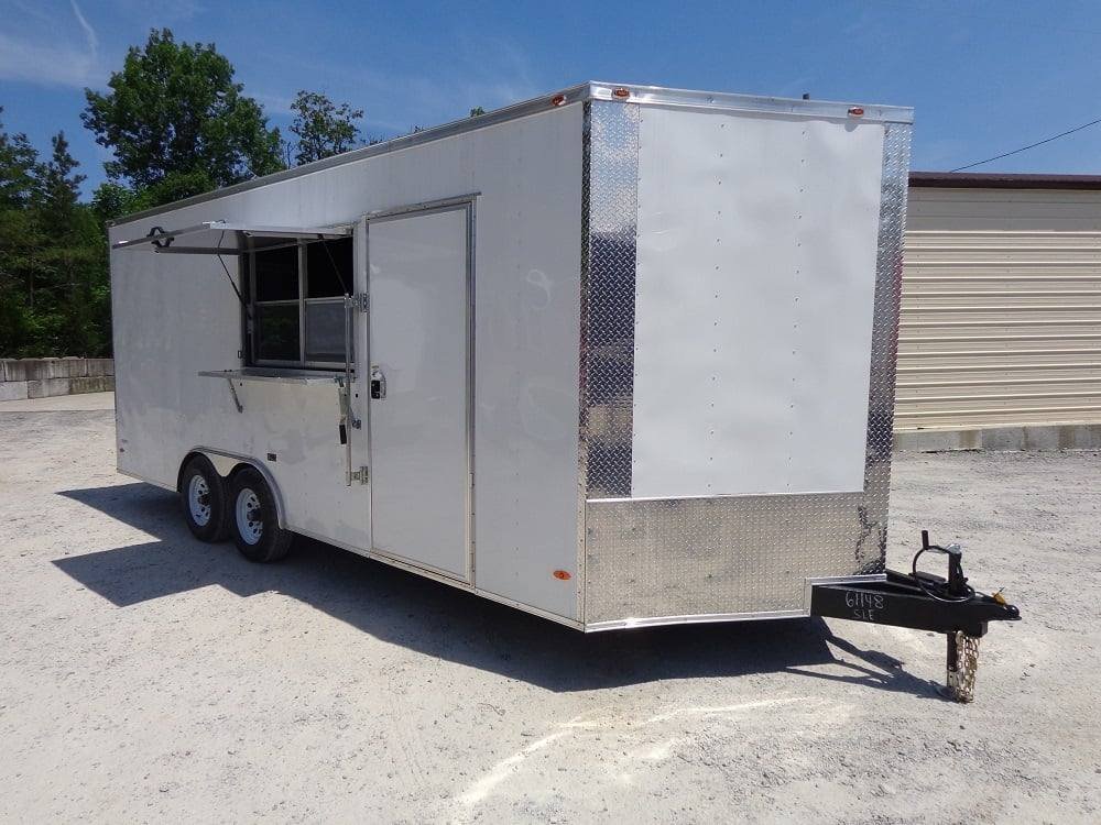 8.5′ x 20′ White Concession Food Trailer With Appliances