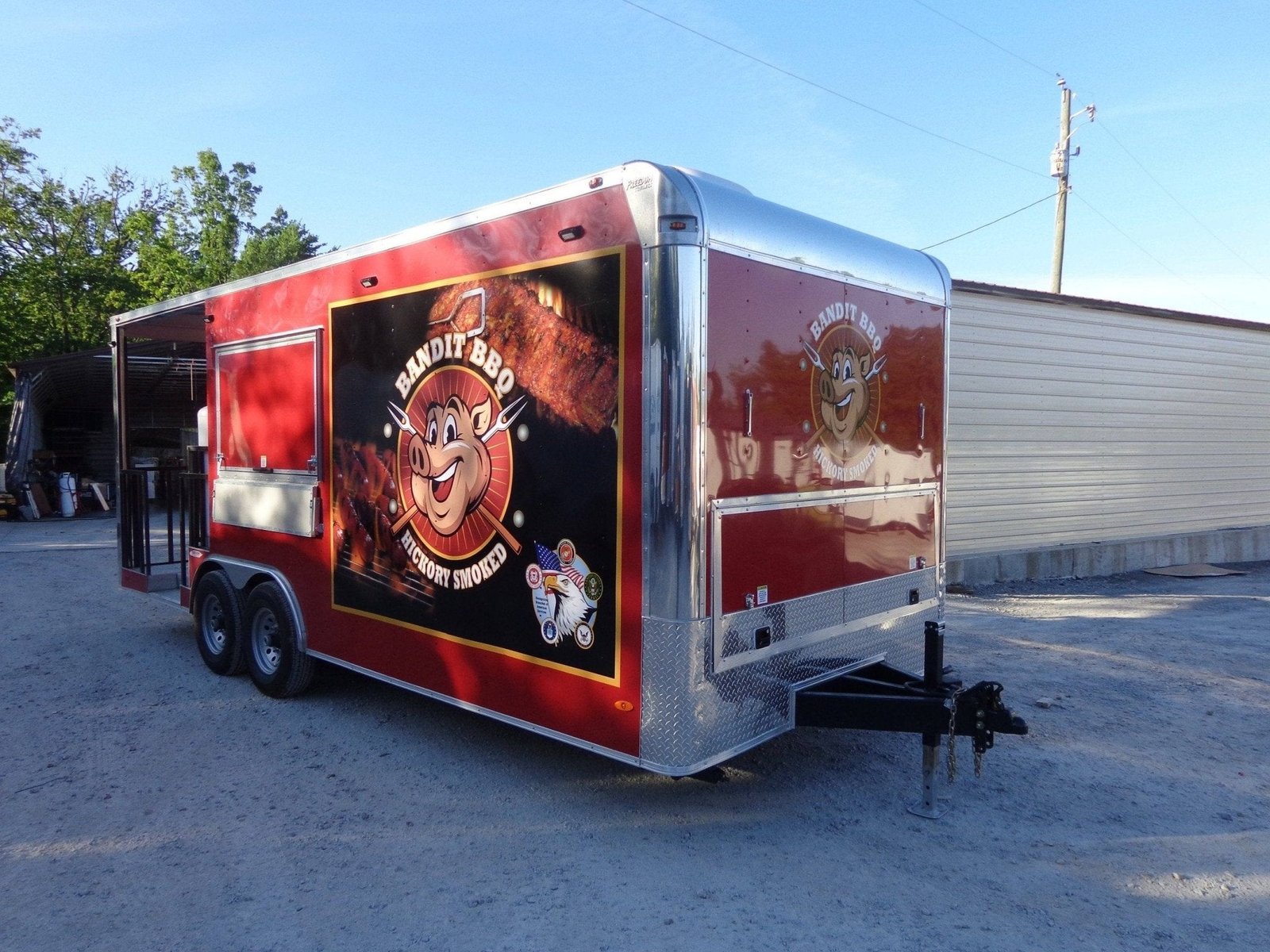 8.5′ x 22′ Flat Front Red Concession Porch Style Trailer With Appliances — photo 7