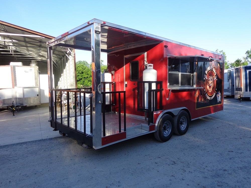 8.5′ x 22′ Flat Front Red Concession Porch Style Trailer With Appliances — photo 3