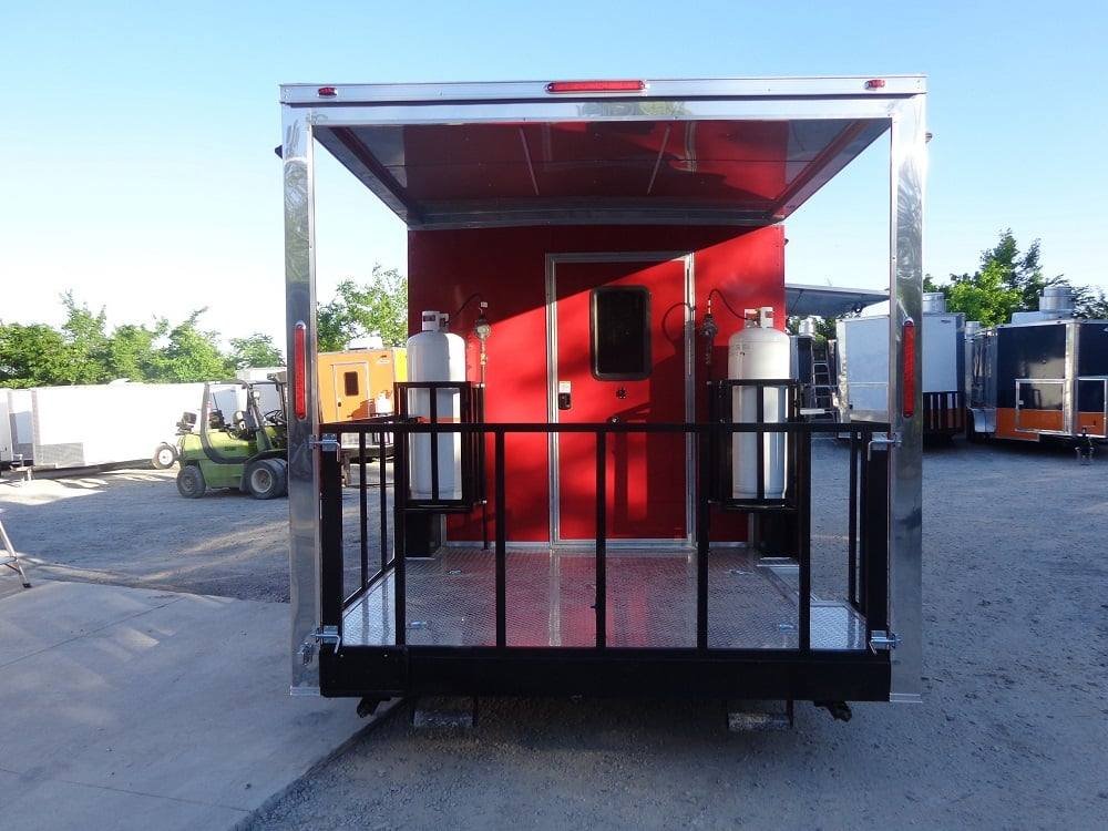 8.5′ x 22′ Flat Front Red Concession Porch Style Trailer With Appliances — photo 4