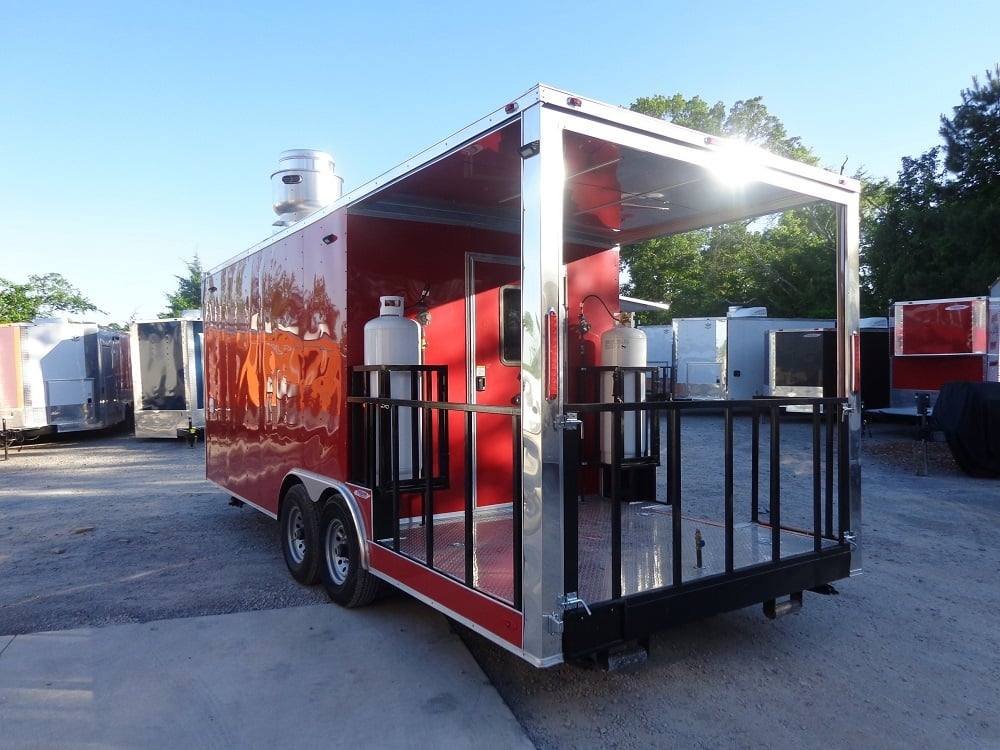 8.5′ x 22′ Flat Front Red Concession Porch Style Trailer With Appliances — photo 13
