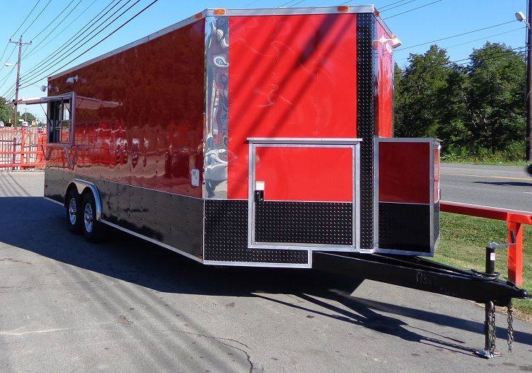 Concession Trailer 8.5’x22′ Vending BBQ Smoker Event Catering (Red) — photo 2