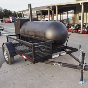 wood charcoal pit smoker trailer with wood cage and firebox - view 5