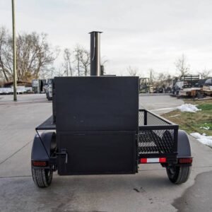 wood charcoal pit smoker trailer with wood cage and firebox - view 6