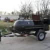 wood charcoal pit smoker trailer with wood cage and firebox