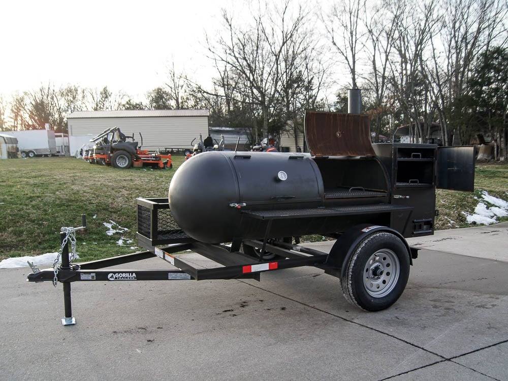 Smoker Trailer Pull Behind Wood 59″x 29″ Charcoal Pit Wood Cage BBQ Cooker