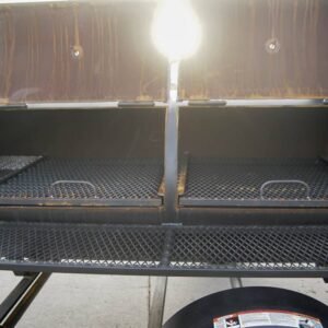 wood charcoal pit smoker trailer with wood cage and firebox - view 15